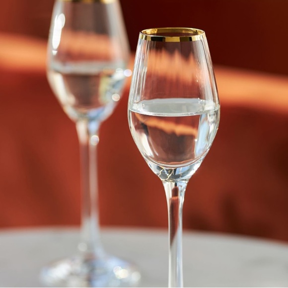 24K Gold Waterfall cordial wine glasses - Picture 4 of 15